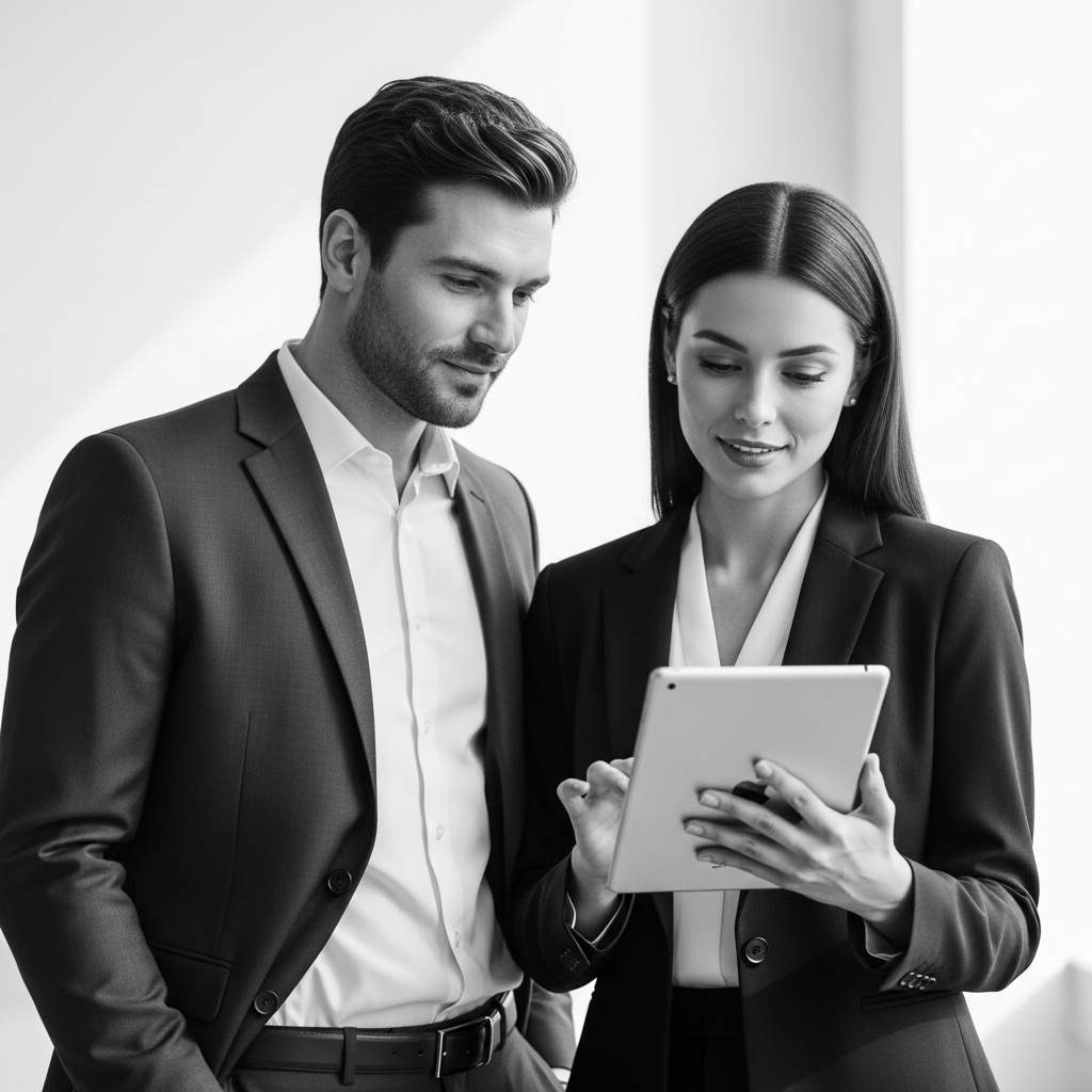 Profissionais de negócios colaborando com tablet